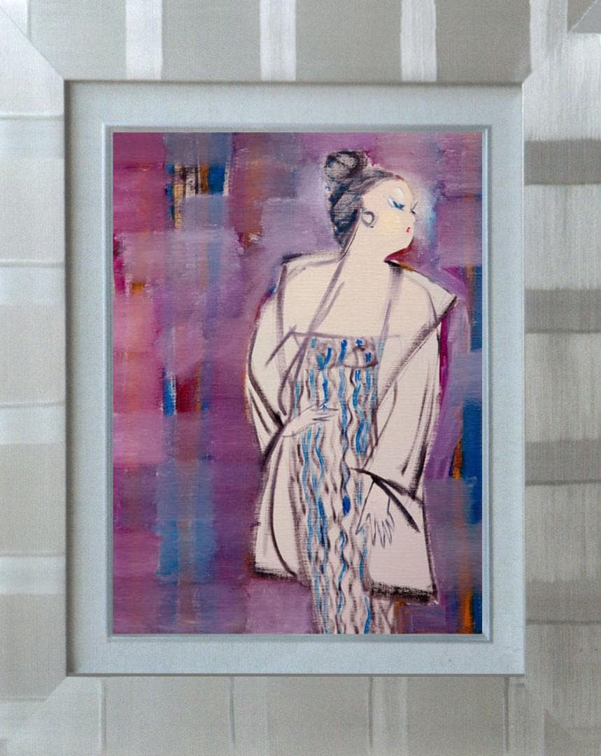 油絵 菅家令子 絵 絵画インテリア 額付(黒) F6-083611 人物 女性像