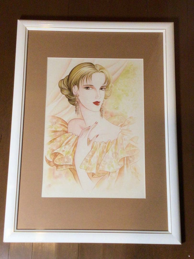 ◉真作保証 久下じゅんこ 水彩10号 原画『陽影の舞姫』1点物 サイン額装つき