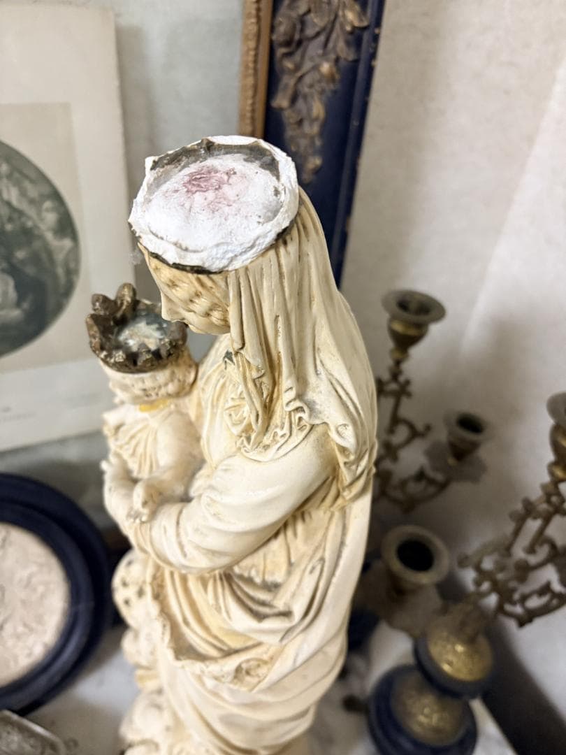 フランスアンティーク　聖母子像　マリア像　サルバトーレ・マルキ　サインあり