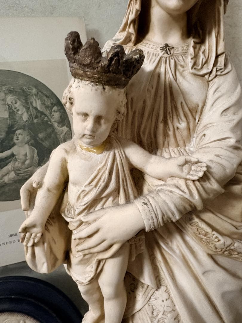 フランスアンティーク　聖母子像　マリア像　サルバトーレ・マルキ　サインあり