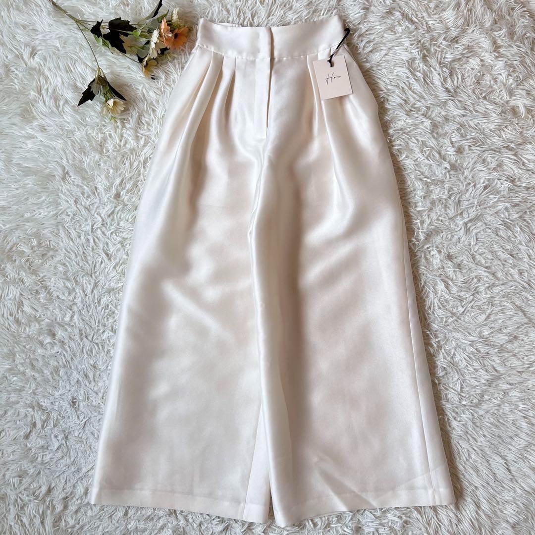 タグ付き Heve ヘイヴ サテン ワイド ブラック バニラ 36