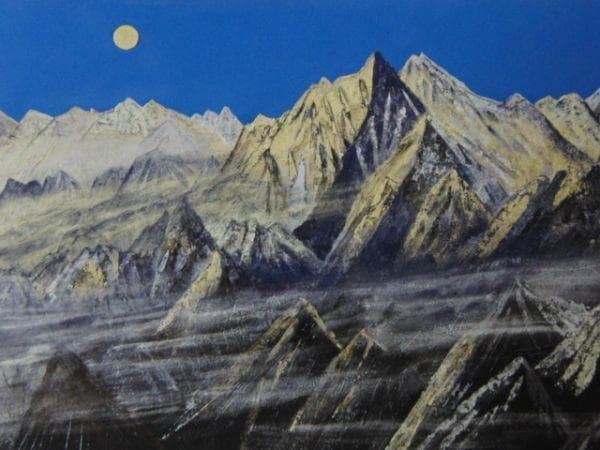 福王寺法林、【ヒマラヤの月】、希少な額装用画集より、状態良好、新品額装付