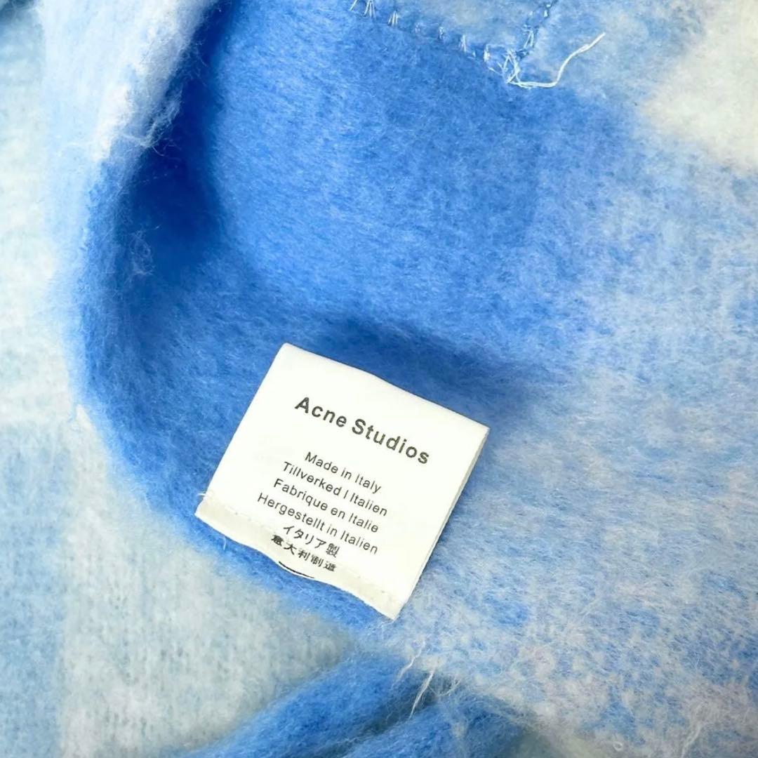 Acne Studios モヘアチェックスカーフ マフラー 水色 ライトブルー