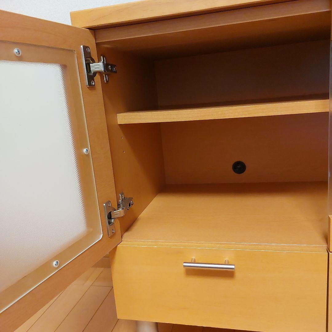 テレビ台　リビング収納棚　ナチュラル　ガラス扉付き