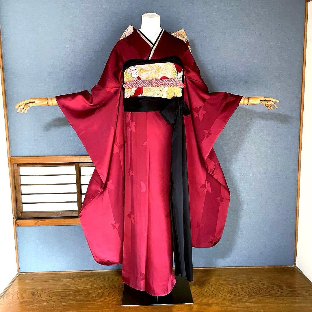 振袖フルセット　手染め無地　成人式振袖　振袖　裄丈68 ➕サイズ　赤系