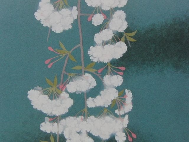 室井東志生、【花かげ】、希少な額装用画集画、新品高級額 額装付、状態良好
