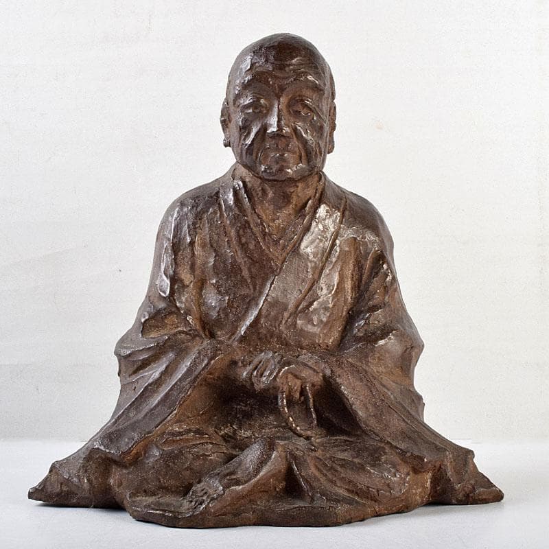 高岡銅器　須賀木仙子作　鋳銅　 宗旦居士像　約3㎏　共箱　V　R9533B