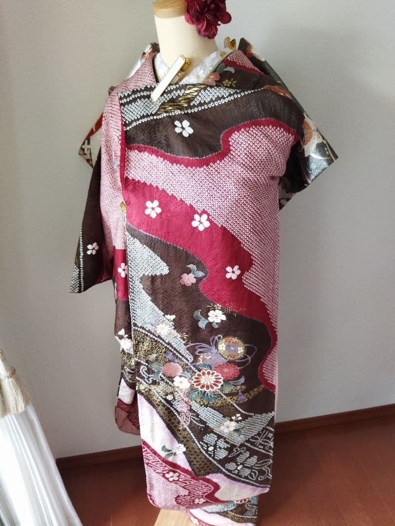 riy＊様　434.練習用にも！　振袖と袋帯2点セット　正絹　フルセット　成人式