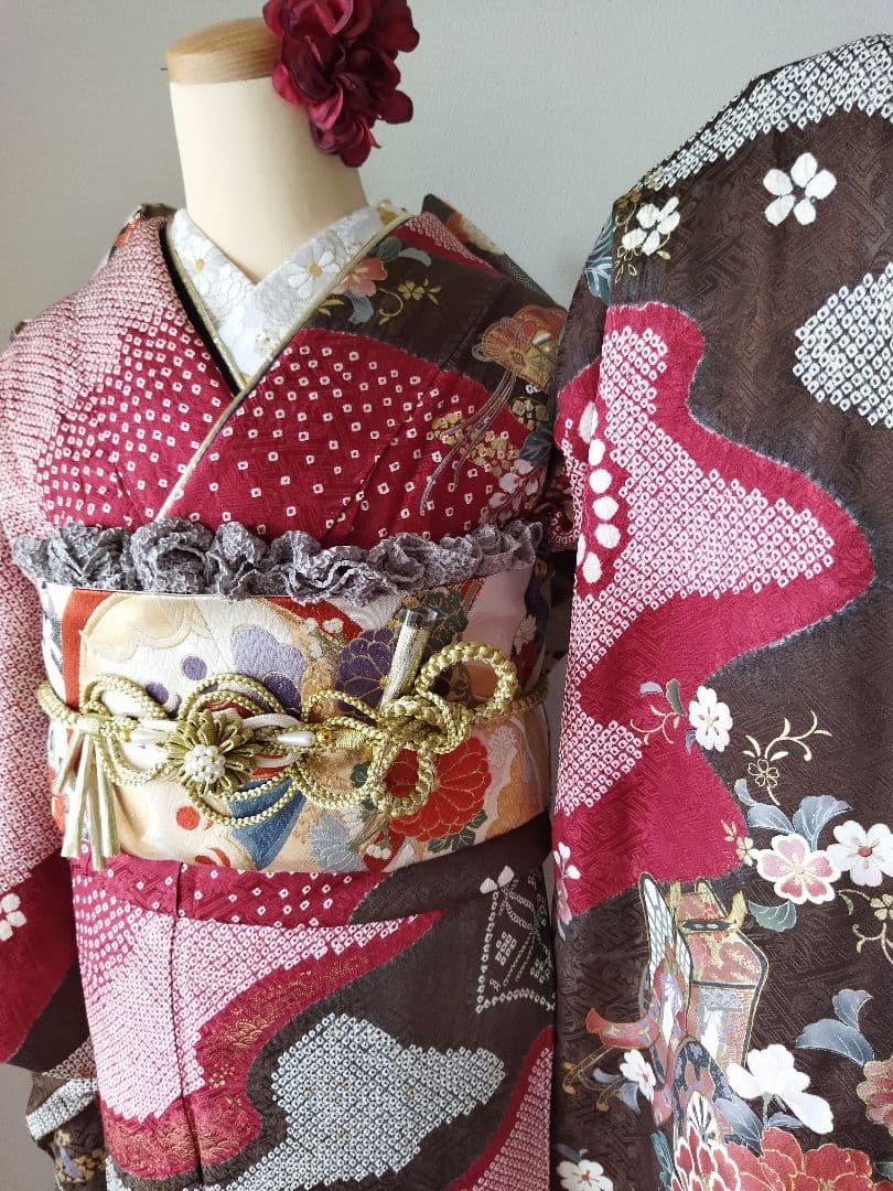 riy＊様　434.練習用にも！　振袖と袋帯2点セット　正絹　フルセット　成人式