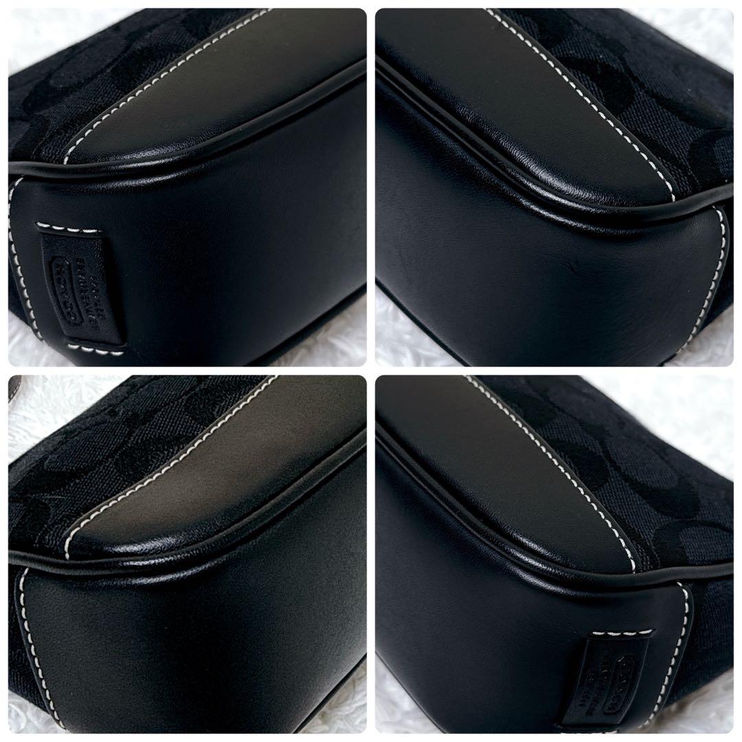 極美品✨コーチ アクセサリーポーチ キャンバス レザー ブラック シグネチャー