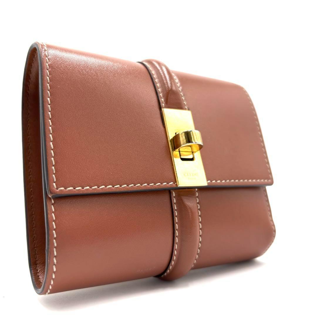 【現行品・極美品】セリーヌ スモール トリフォールドウォレット16 セーズ 茶