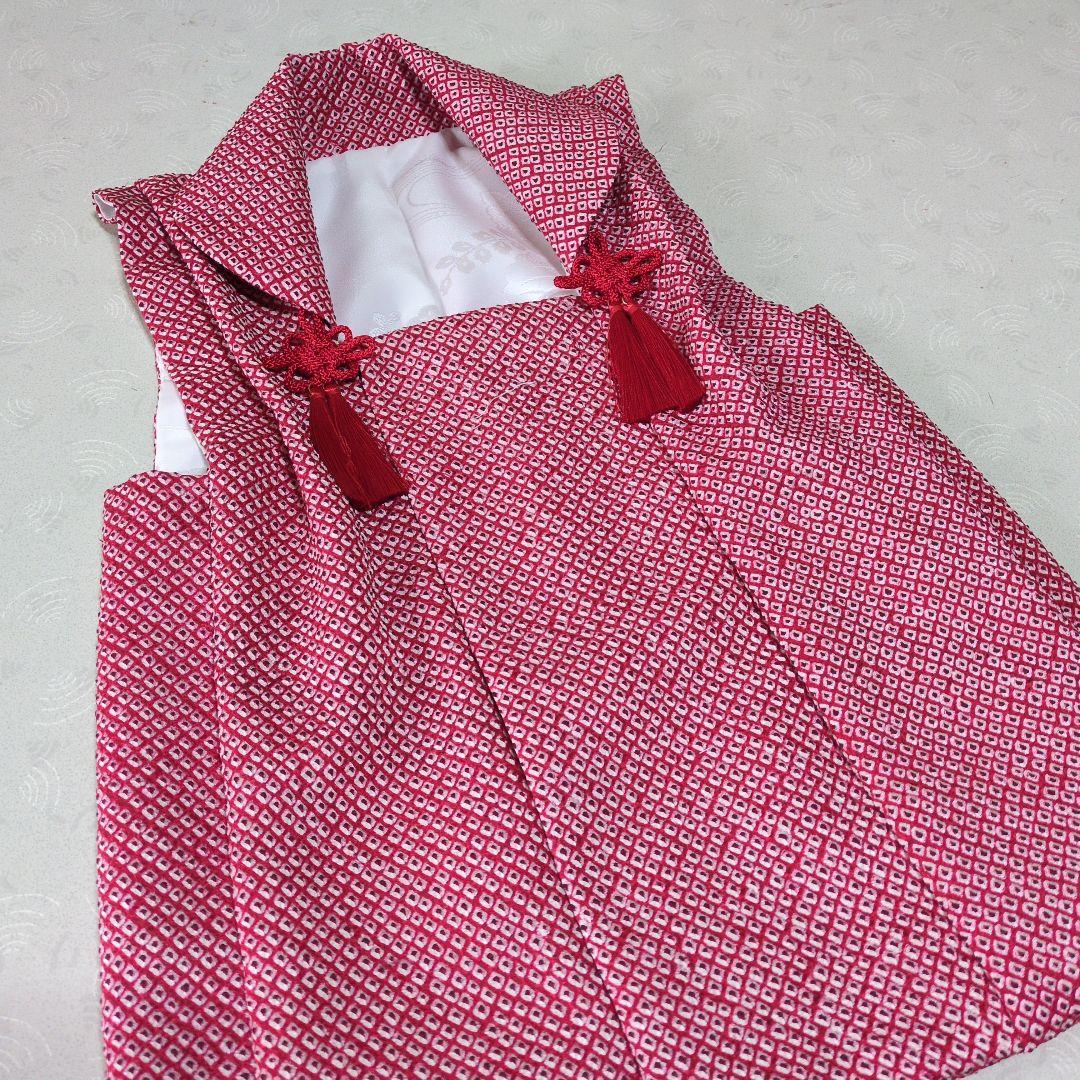 七五三３歳正絹総絞り手縫いの被布赤色（中綿無し）