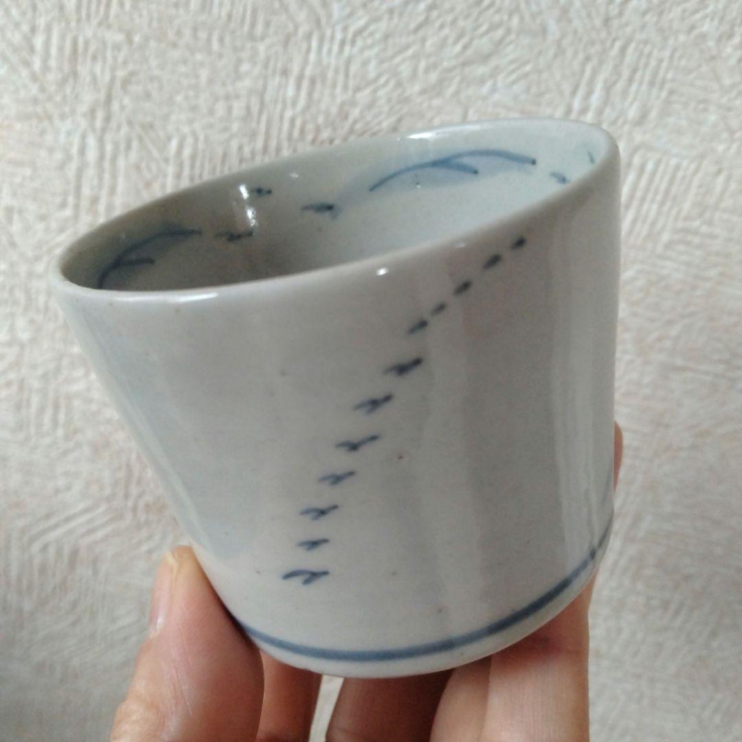 【KAZUです。】古伊万里染付山水文雁の図蕎麦猪口