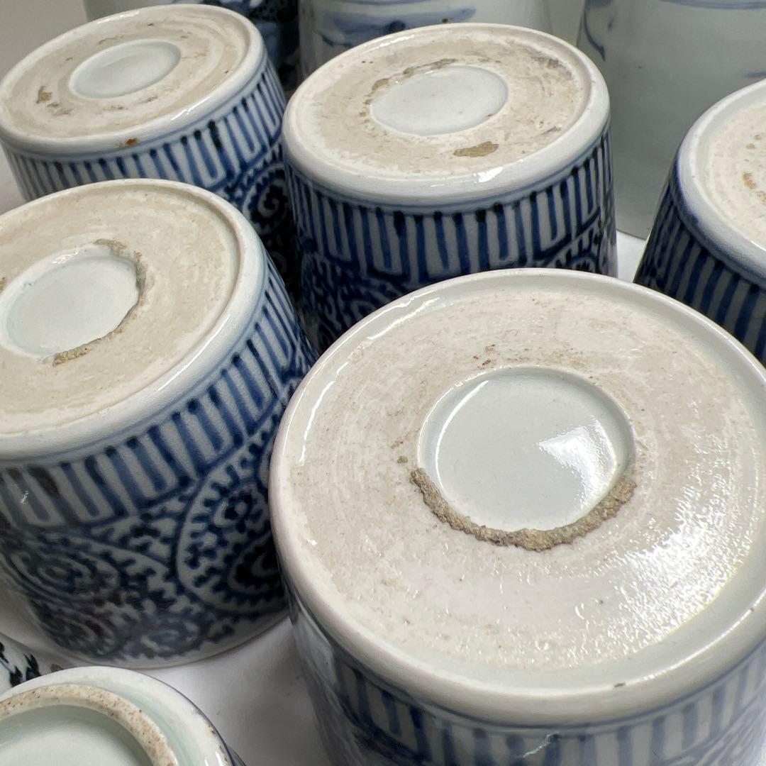 古伊万里　蛸唐草等　染付蕎麦猪口色々16点　東Y7-1224③タエトサ