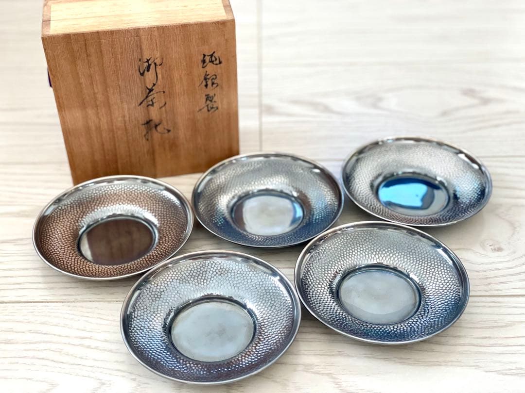 茶托　純銀　箱あり　373.8g