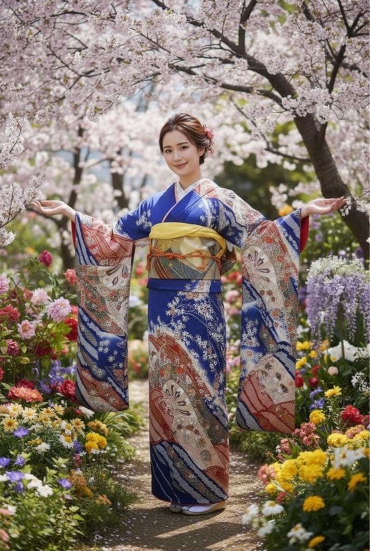 振袖フルセット✨振袖、帯、帯揚げ、帯締め、半衿用リボン、重ね襟の６点セット✨