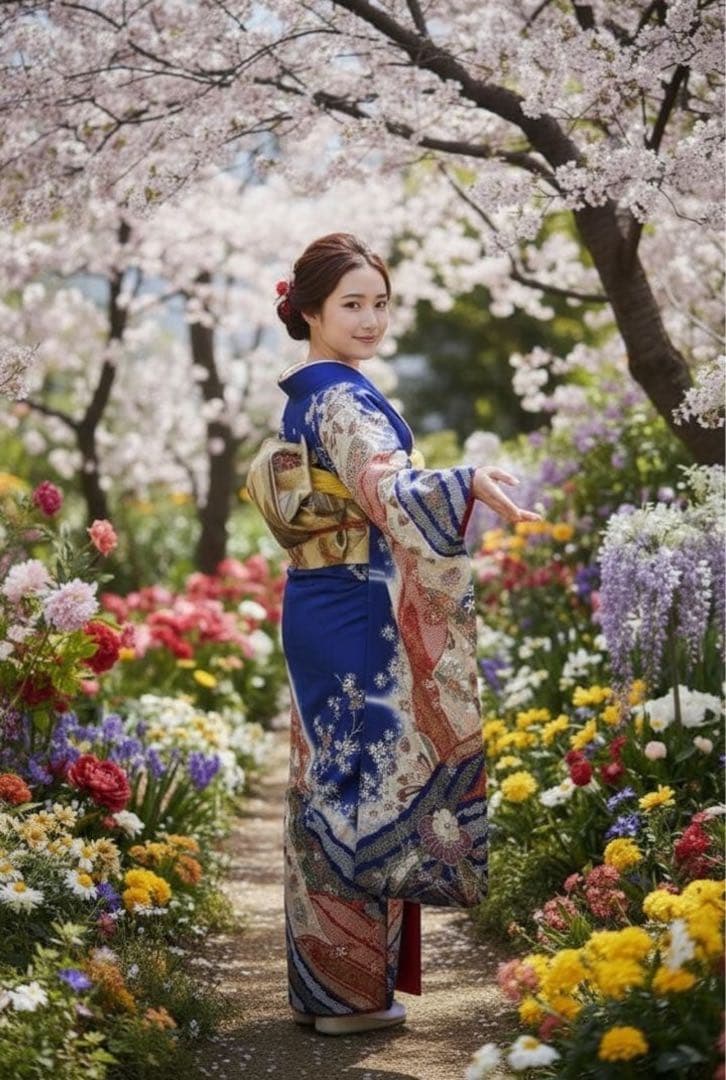 振袖フルセット✨振袖、帯、帯揚げ、帯締め、半衿用リボン、重ね襟の６点セット✨