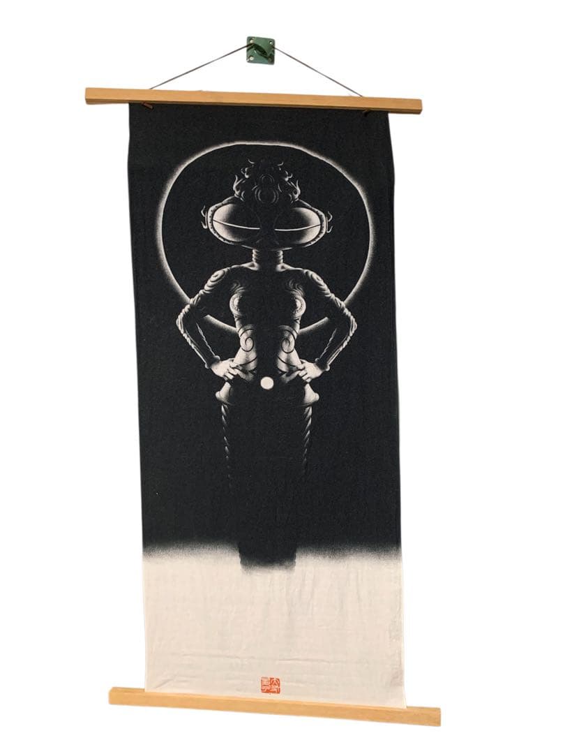 女神像　大友昇平　手ぬぐい 黒白