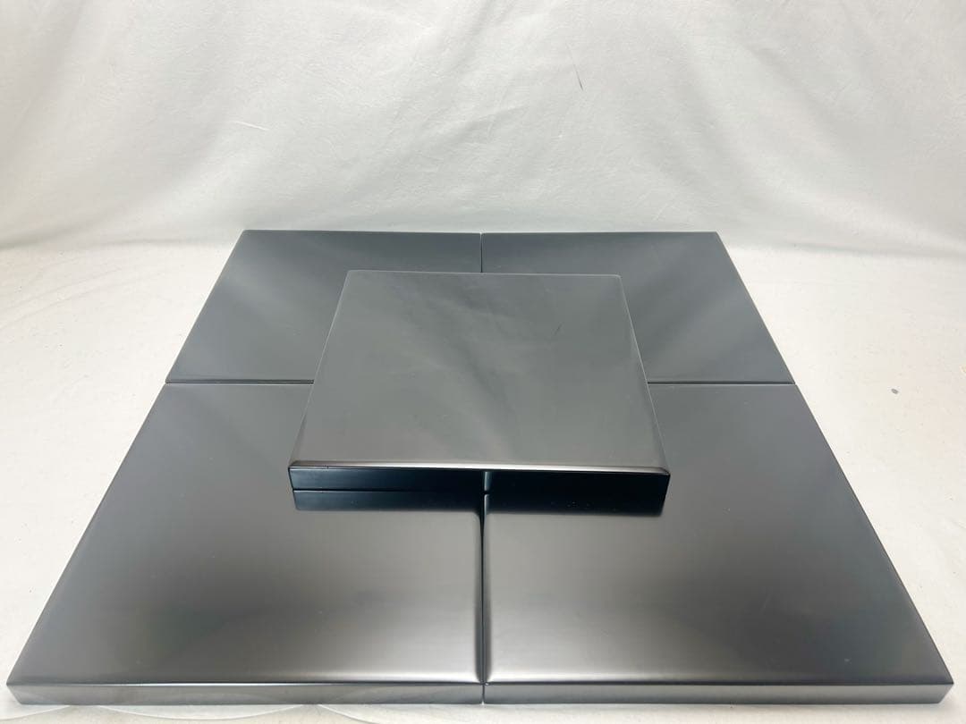 未使用 懐石道具 黒塗 四方膳 会席膳5客 角膳 平膳 元箱