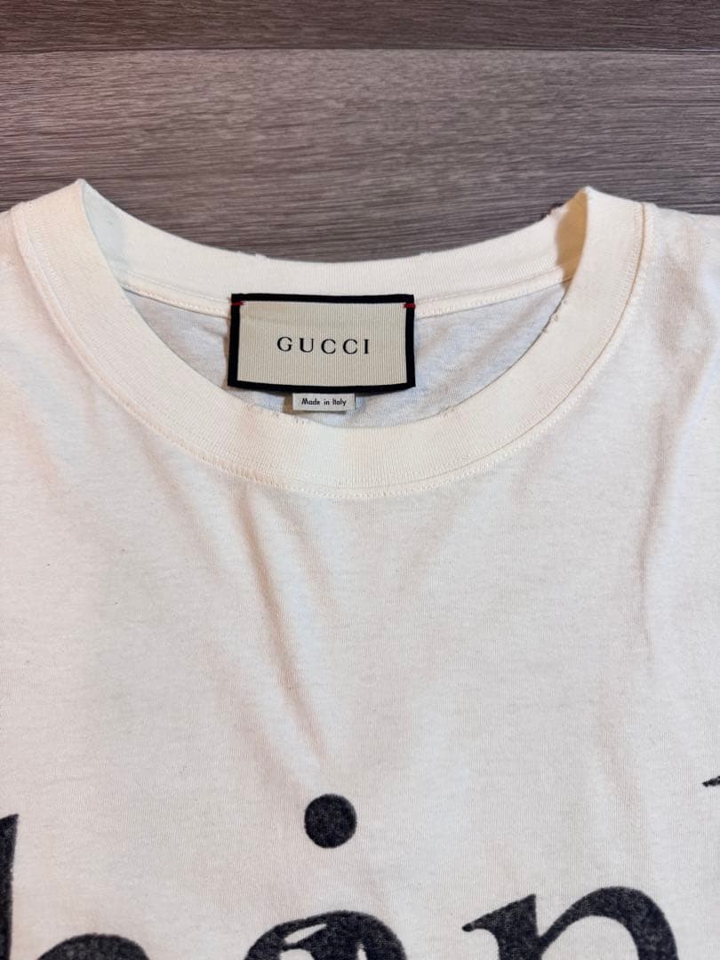 thankプリント Tシャツ gucci