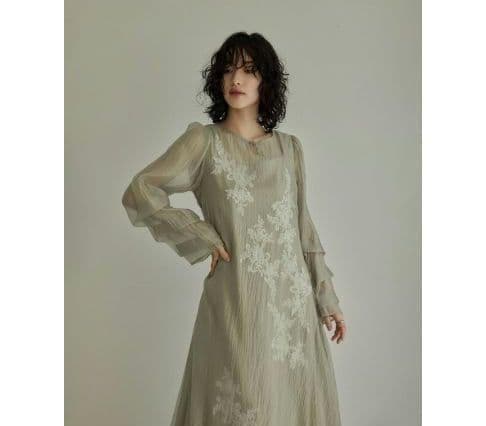 訳あり niana ニアナ ドリードール シアーAラインワンピース M 結婚式