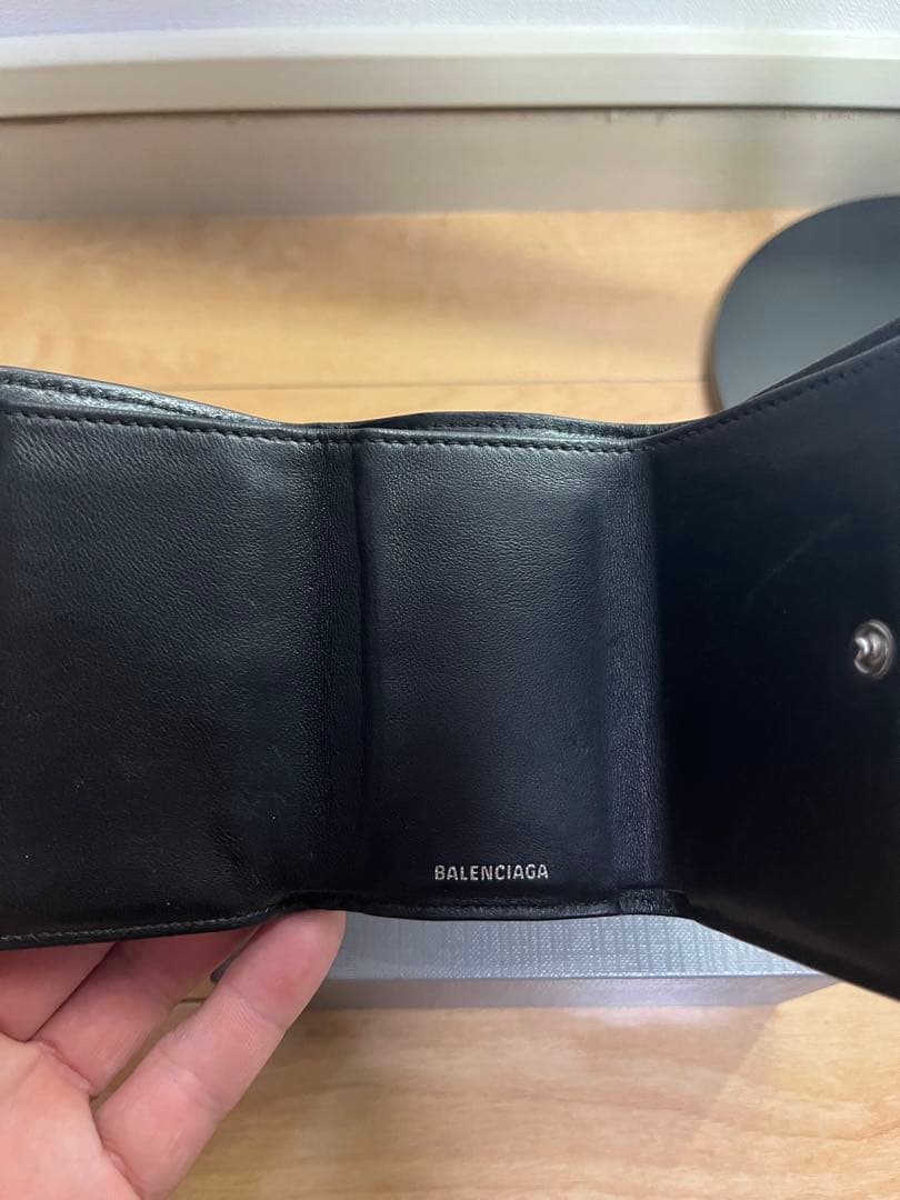 【難あり】BALENCIAGA ペーパーミニウォレットウォレット　クロコ型押し