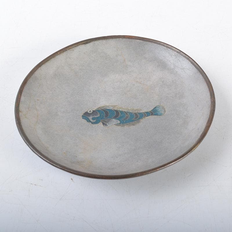 七宝焼　古七宝琺瑯彩　オコゼ　魚文盤　小皿 M　R4298