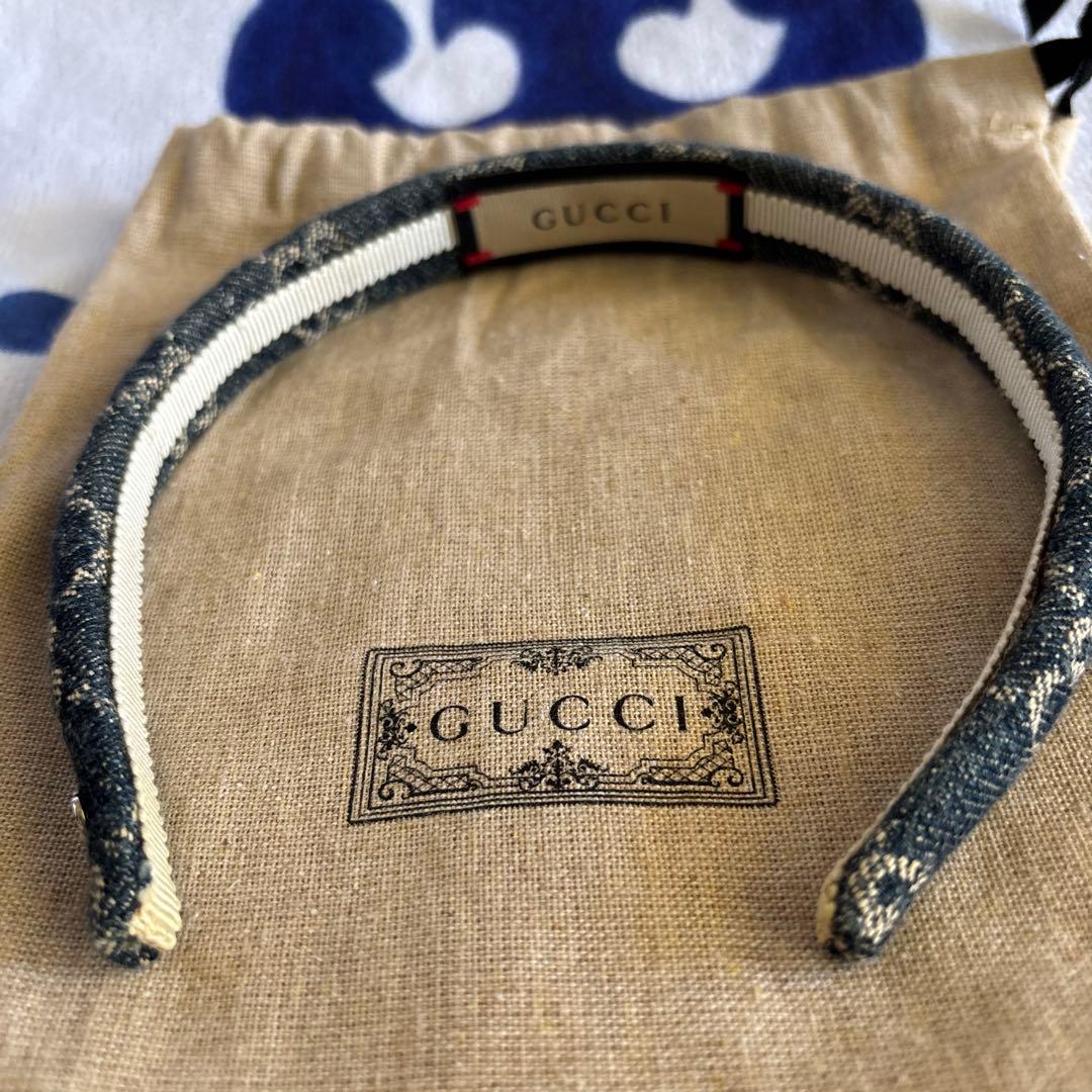 GUCCI ダークブルー ヘアバンド 保存袋付き
