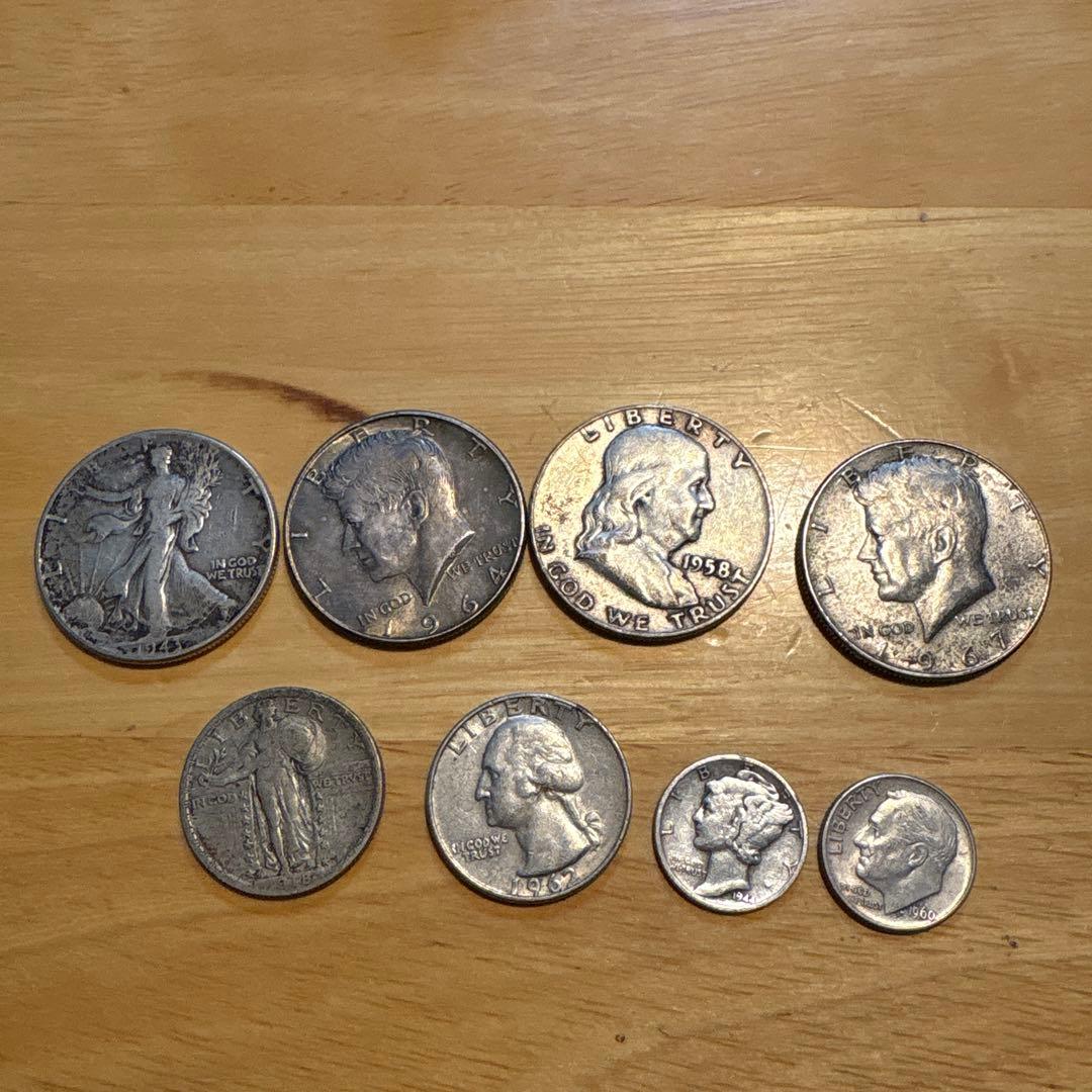 アメリカドル銀貨8種類 1943年製　ウォーキングリバティ