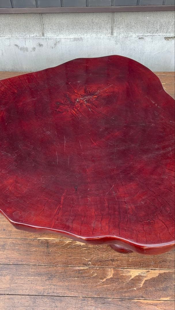 昭和レトロ 木製 天然木 欅材 一枚板 脚付き 大型 座卓 センターテーブル