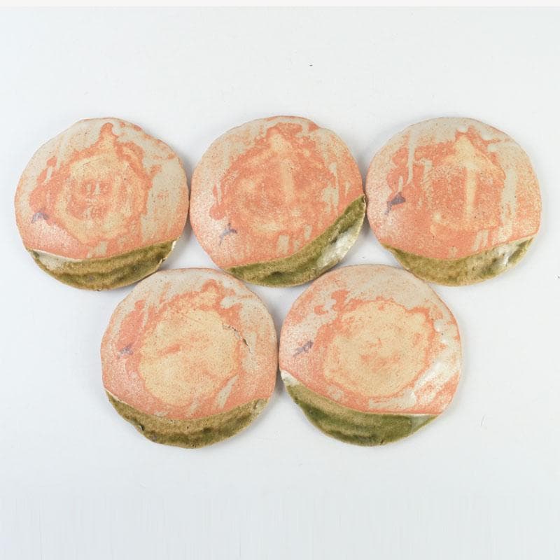 和食器　茶懐石　織部焼　蟹図　銘々皿　五客　C　9286