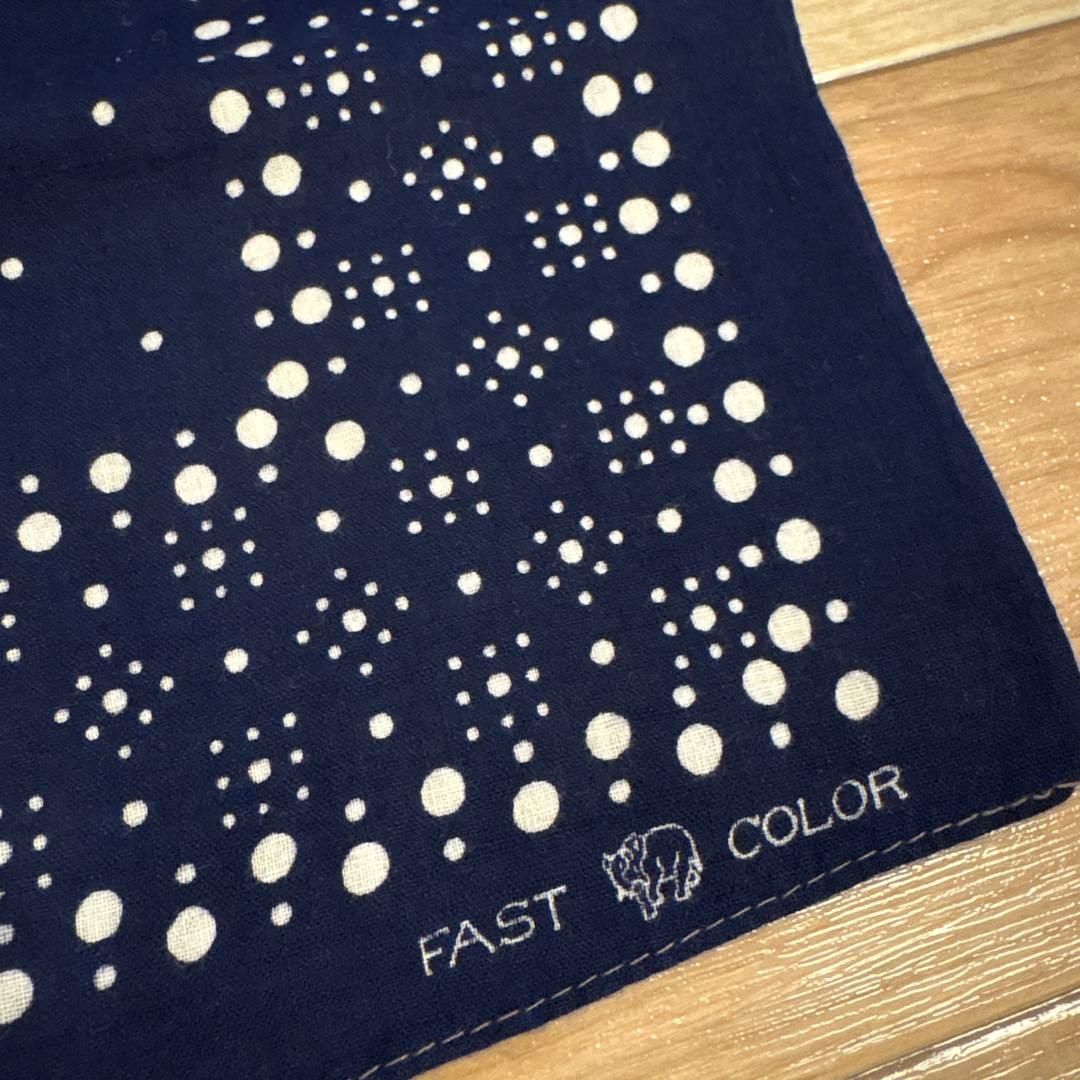 ビンテージ FAST COLOR ネイビー ドット バンダナ