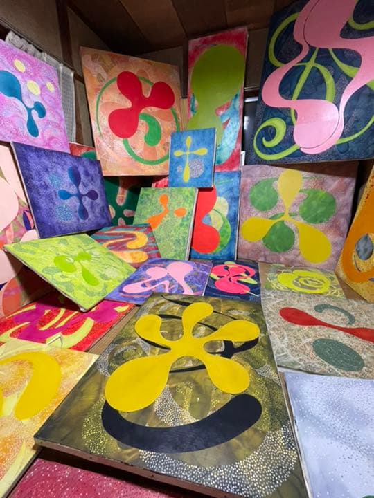 油絵　現代アート　Shu 朱　作者　あんどうまさひろ　油彩画