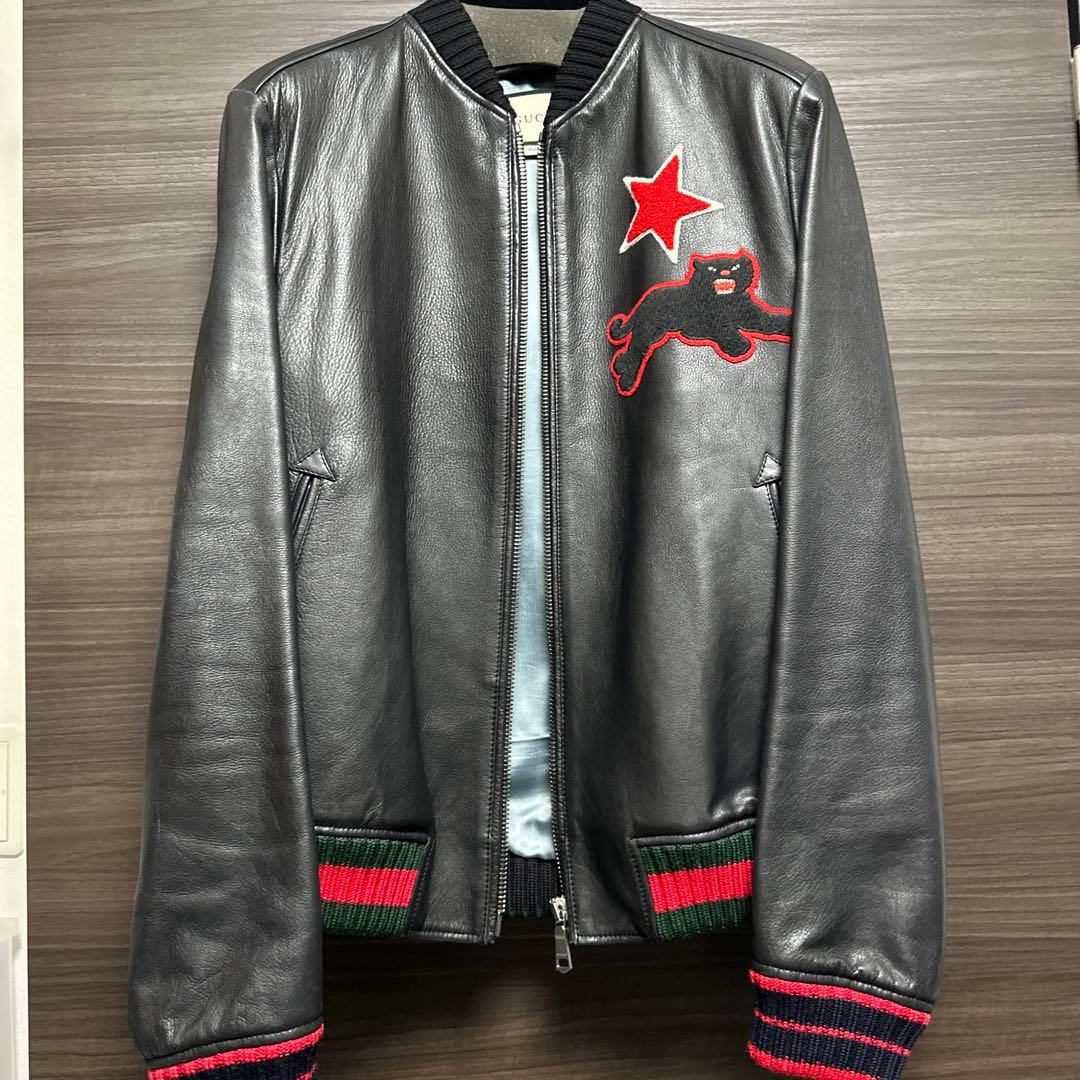 o*i様 GUCCI グッチ レザージャケット メンズ48ブラックパンサー
