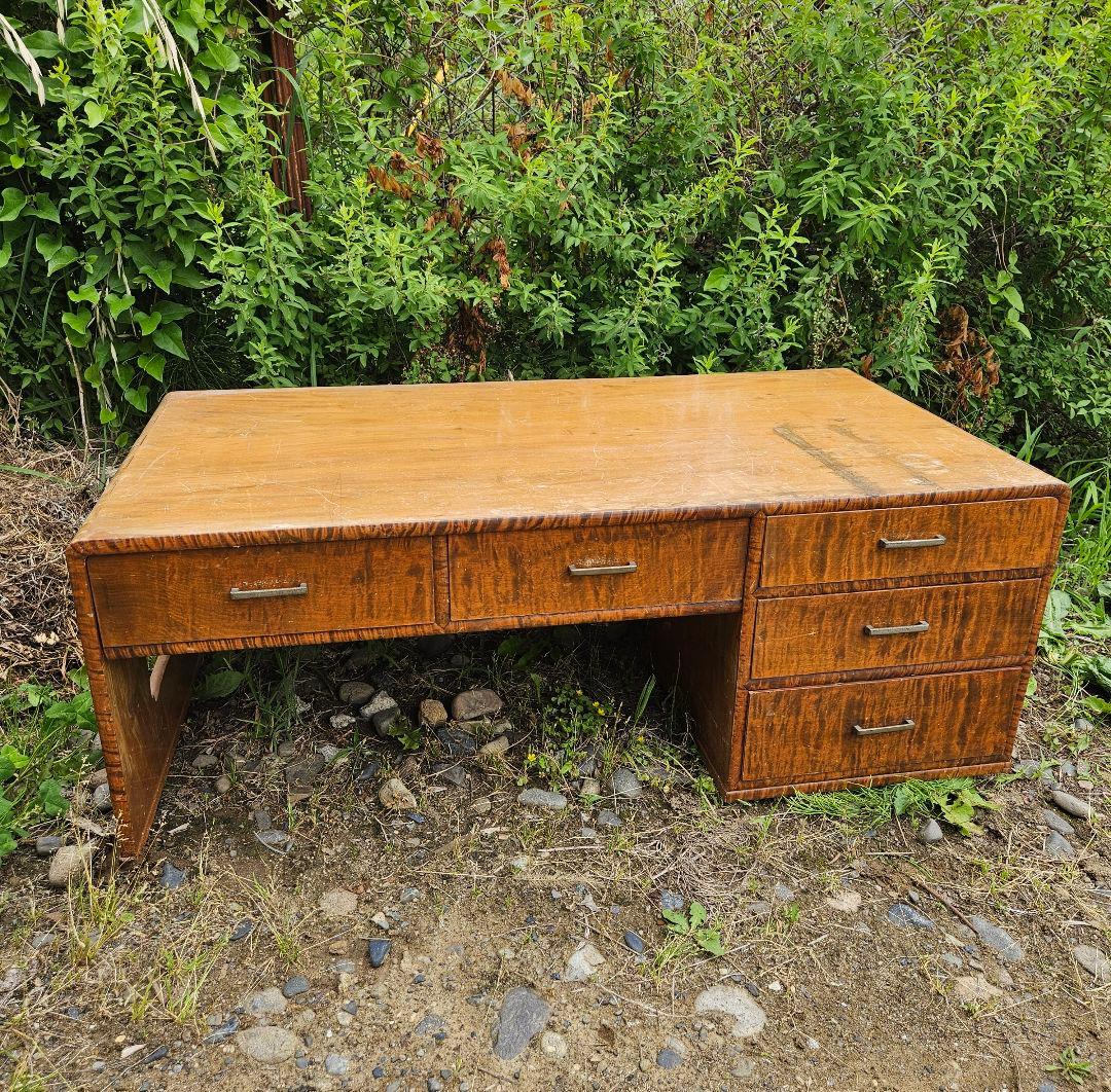 日本のアンティーク 文机 飾り台 抽斗 勉強机 座卓 木製 昭和レトロ 古家具