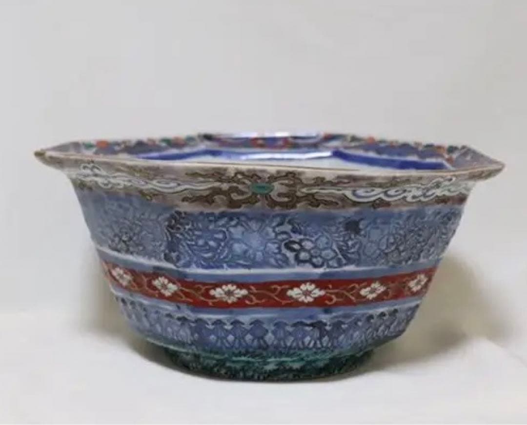 中国　呉須　八角大鉢　アンティーク　送料込み0206