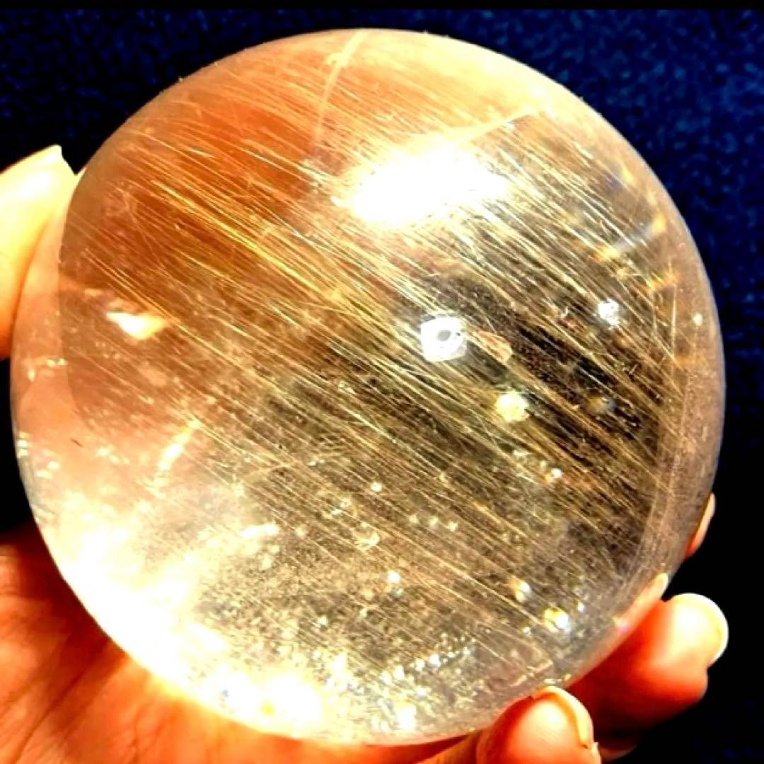 超特大　77mm ゴールドルチルクォーツ　金針水晶　パワーストーン