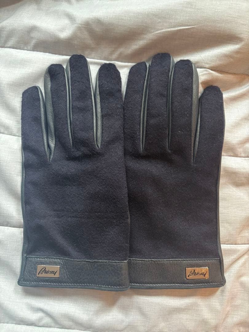 Brioni ネイビー レザー手袋
