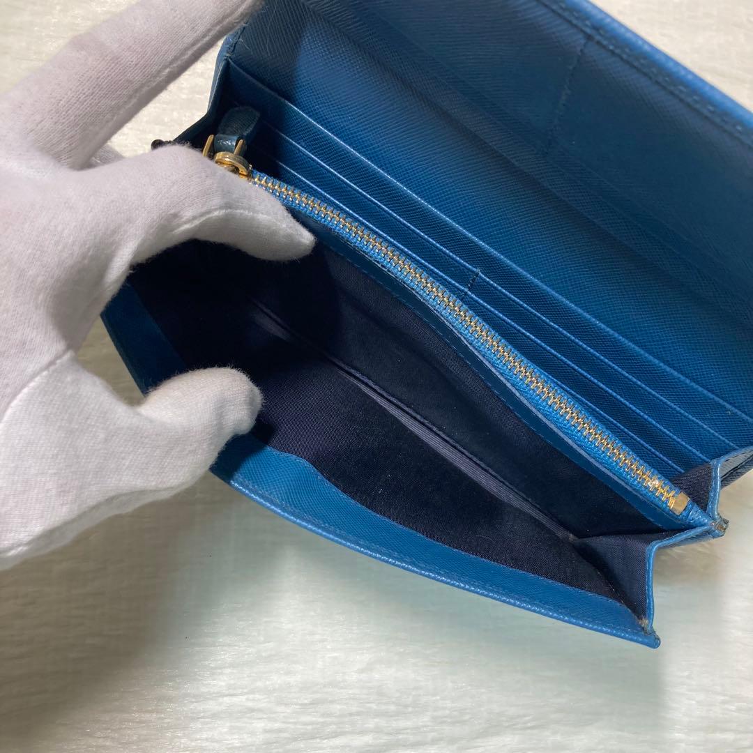 PRADA プラダ　サフィアーノ　長財布　ロングウォレット　青　箱付き　人気