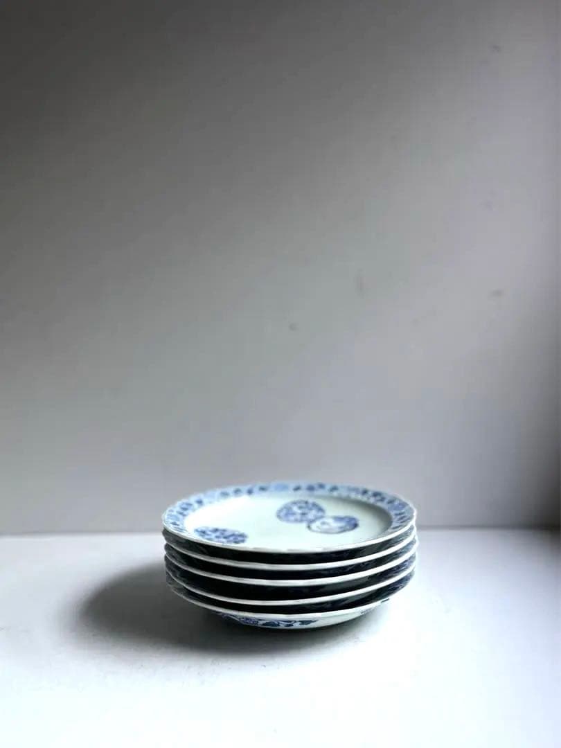 【ケイト様リクエスト】923 骨董 アンティーク 古伊万里 花唐草輪花皿 4点