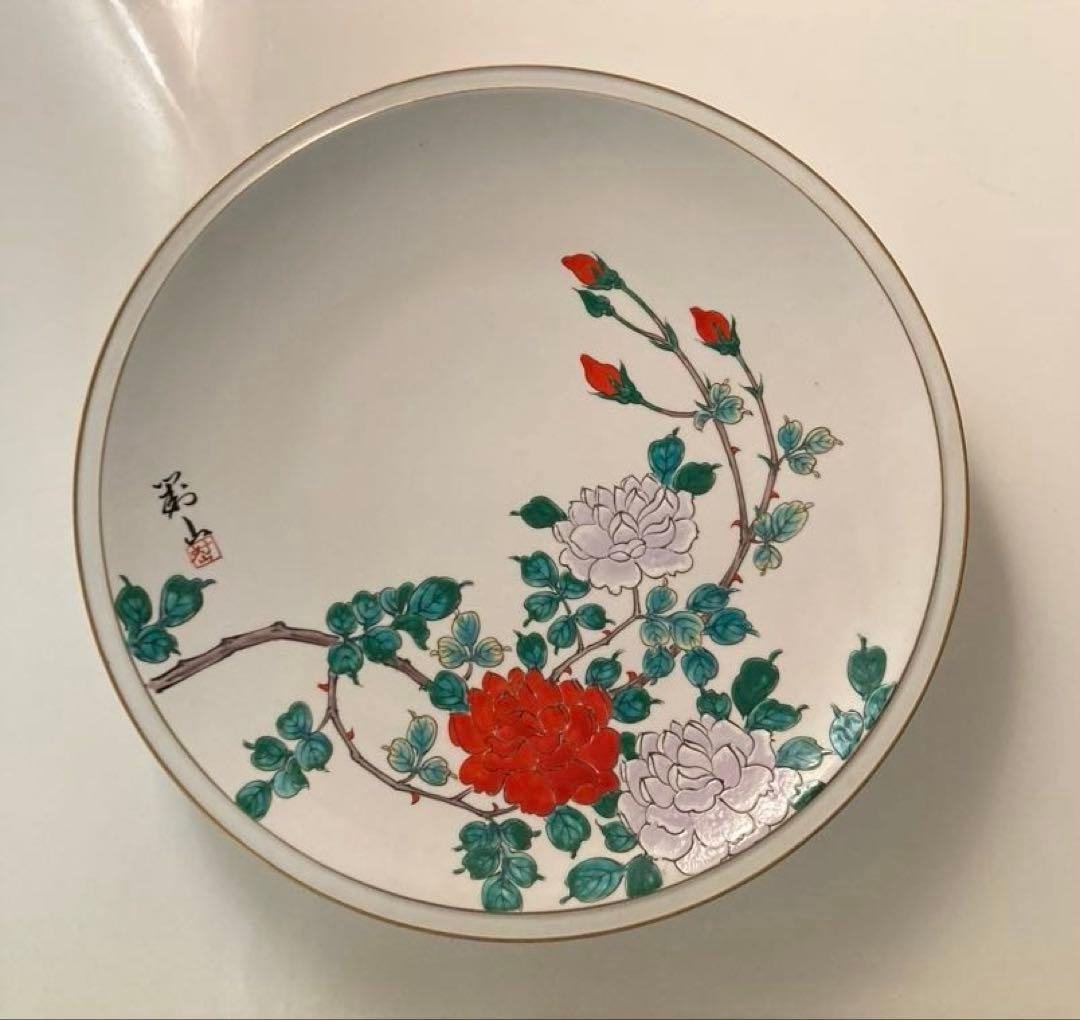 薔薇の飾り皿　金色縁取り　アンティーク