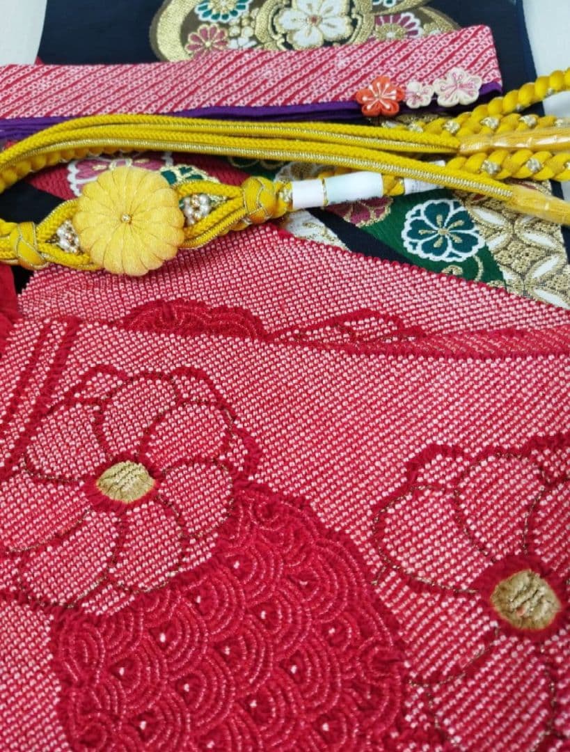 ステラ様　406.総絞りに刺繍　振袖7点セット 正絹　フルセット　成人式