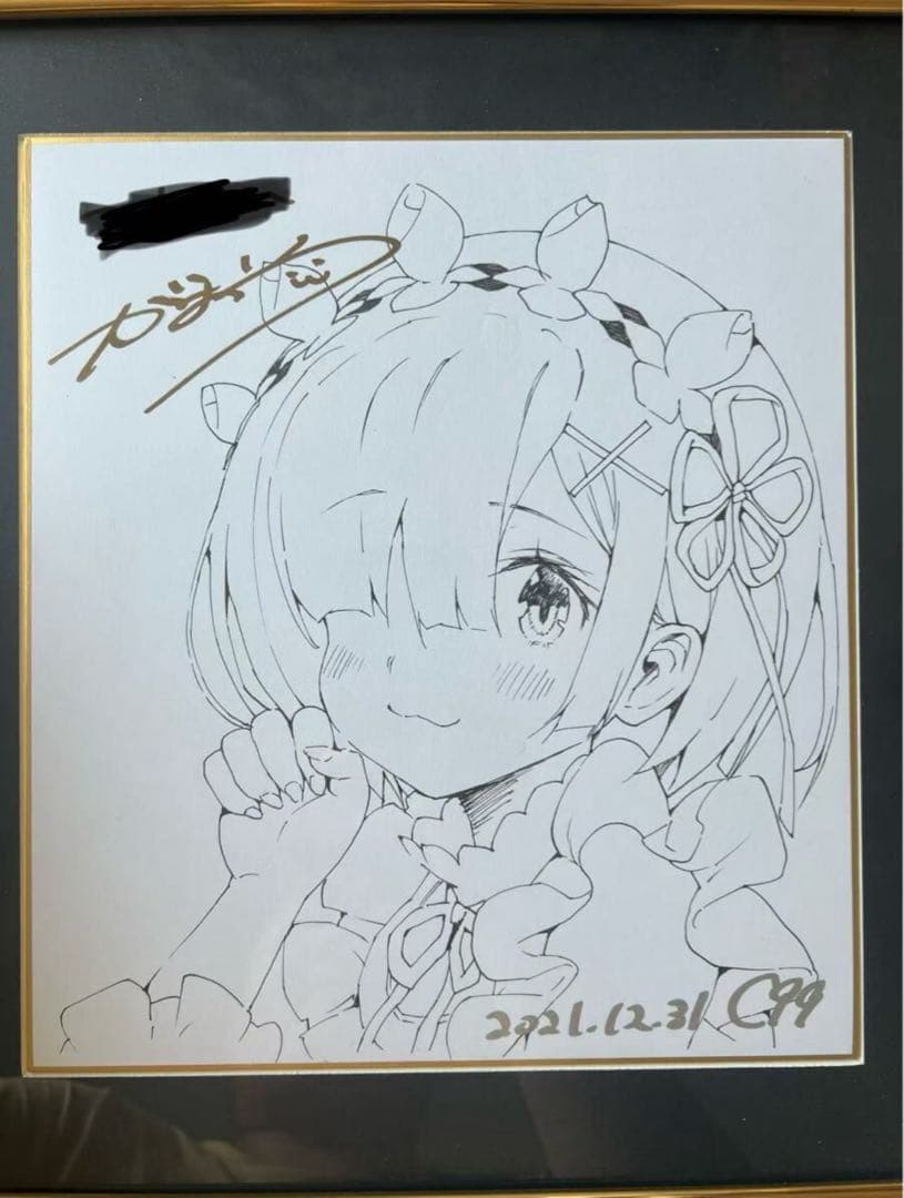 がおう　描き下ろし直筆イラスト色紙　リゼロ　レム