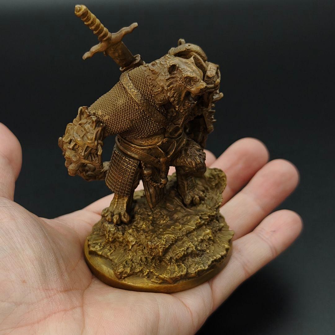 銅製置物　天干戦士　寅虎　巨剣戦士　金工品　銅製　インテリア置物