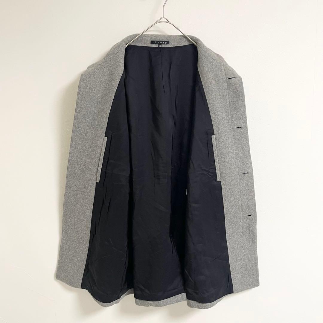 美品【Theory/セオリー】ウール スタンドカラーロングコート グレー 40
