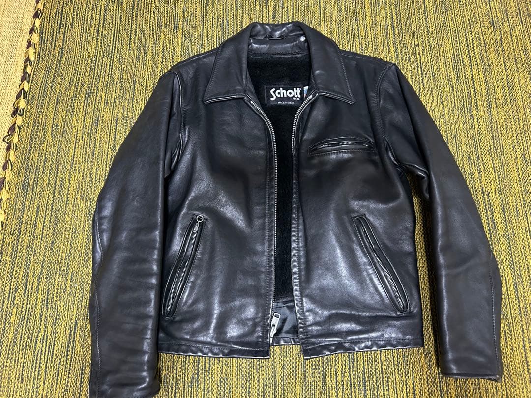 アメリカ製★Schott★シングルライダースジャケット★襟付き★38