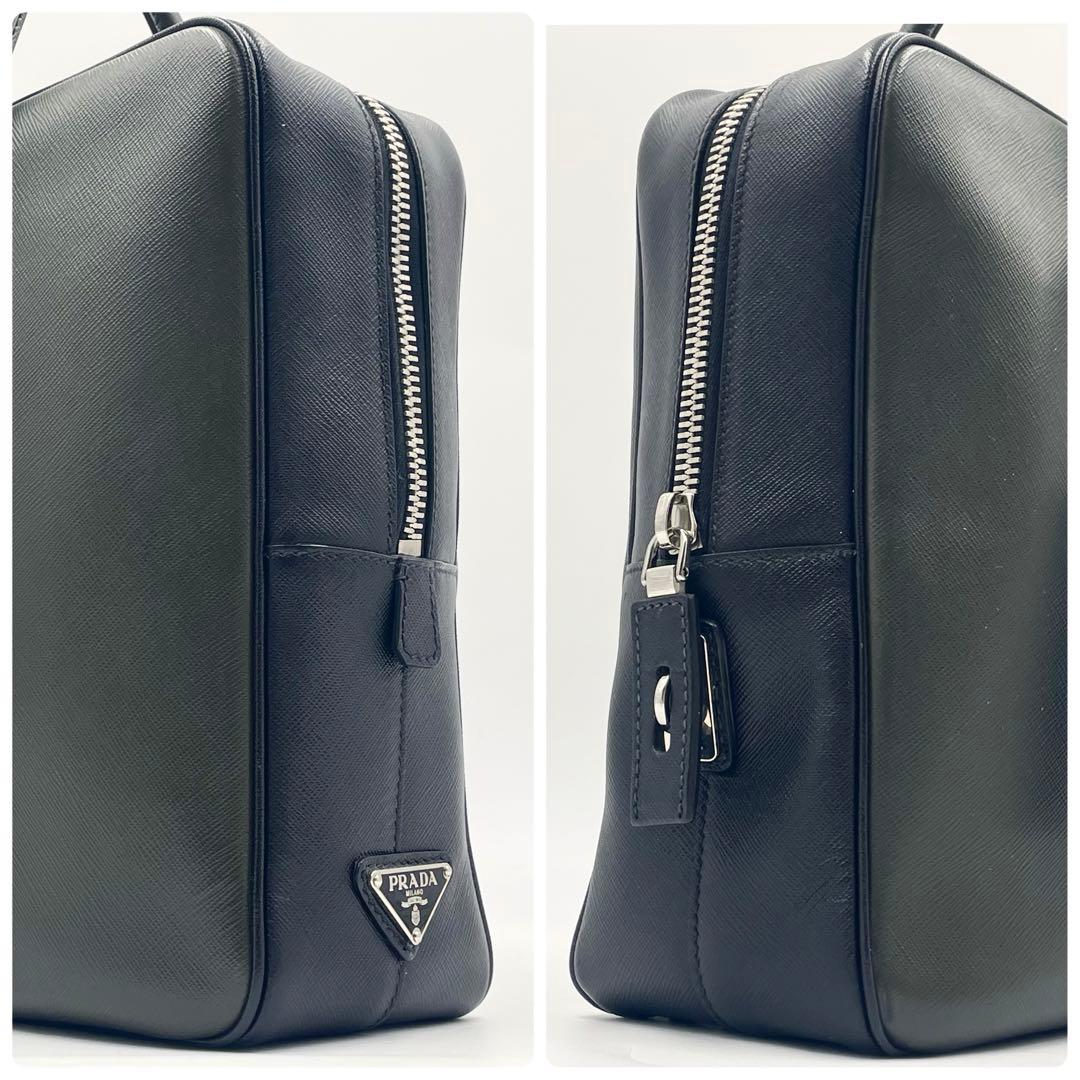 【極美品】 プラダ ビジネスバッグ サフィアーノレザー 三角ロゴ 希少バイカラー