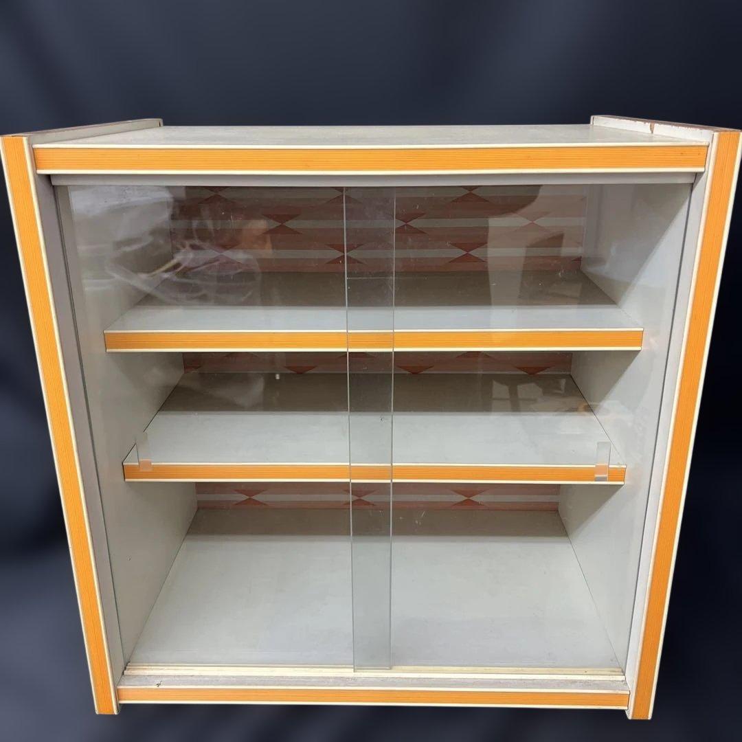 昭和レトロ　レトロポップ　飾り棚　ショーケース　オレンジ　古家具　インテリア