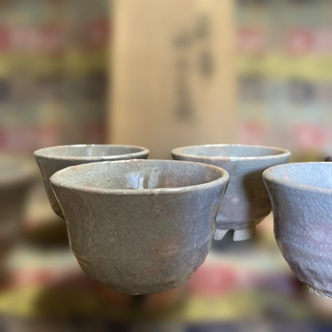 萩焼十一世 坂高麗左衛門 韓峯 湯呑6客　共箱栞付　径8.5高￼6.5高台4.3