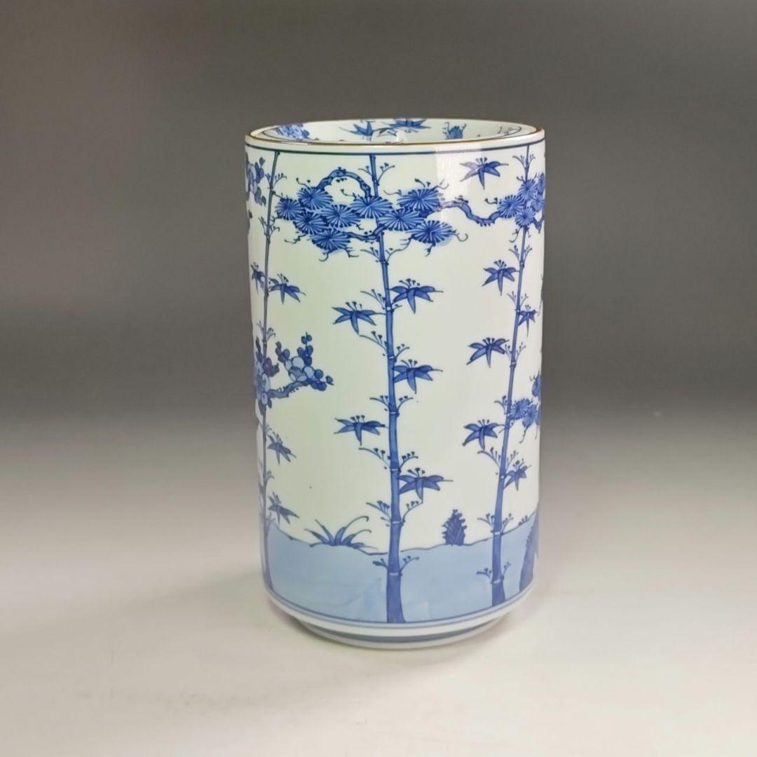 ウ293 水指『平安　龍岳造』『染付松竹梅　中置　水指　共箱』茶道具